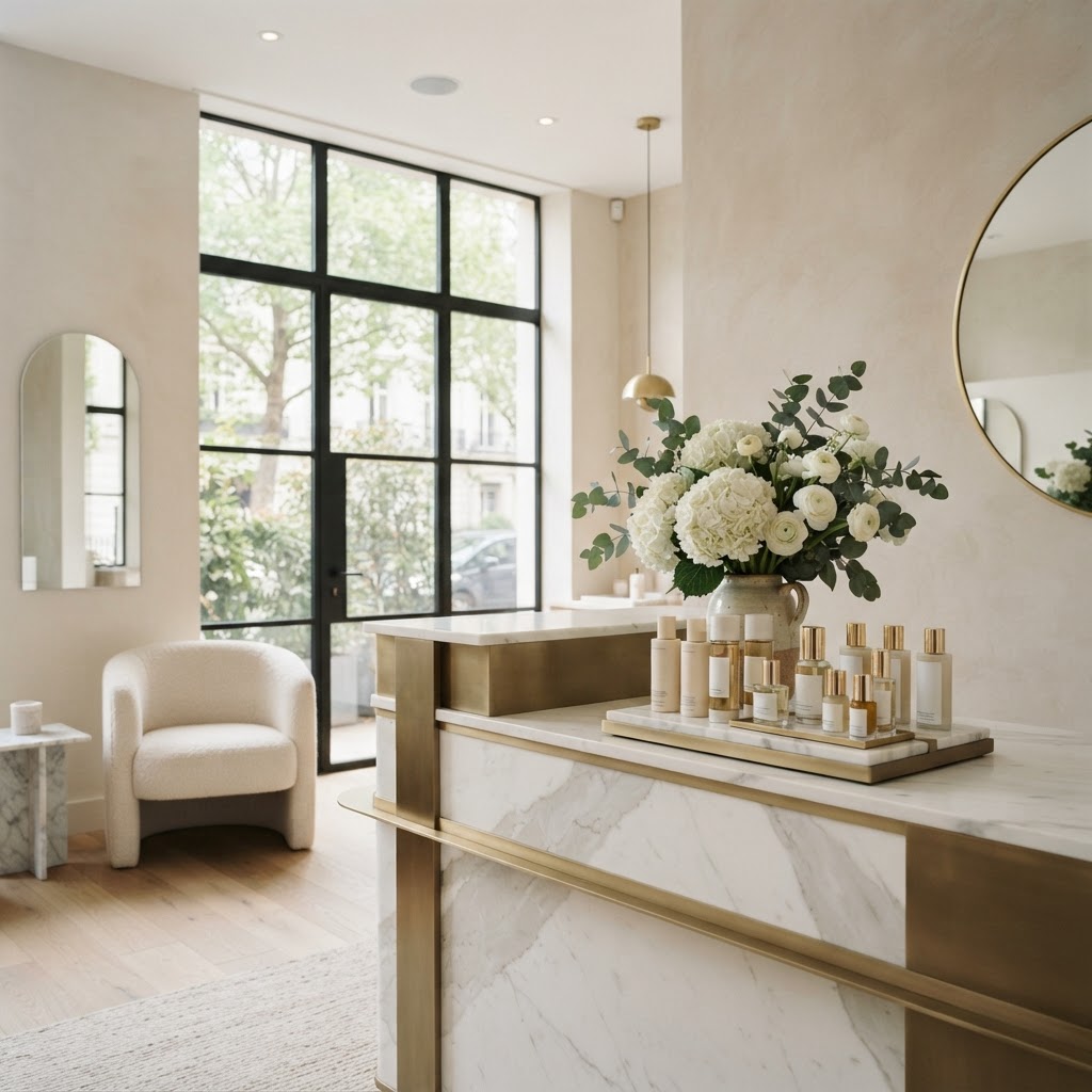 Modernes Beauty-Studio Interieur mit Pflegeprodukten