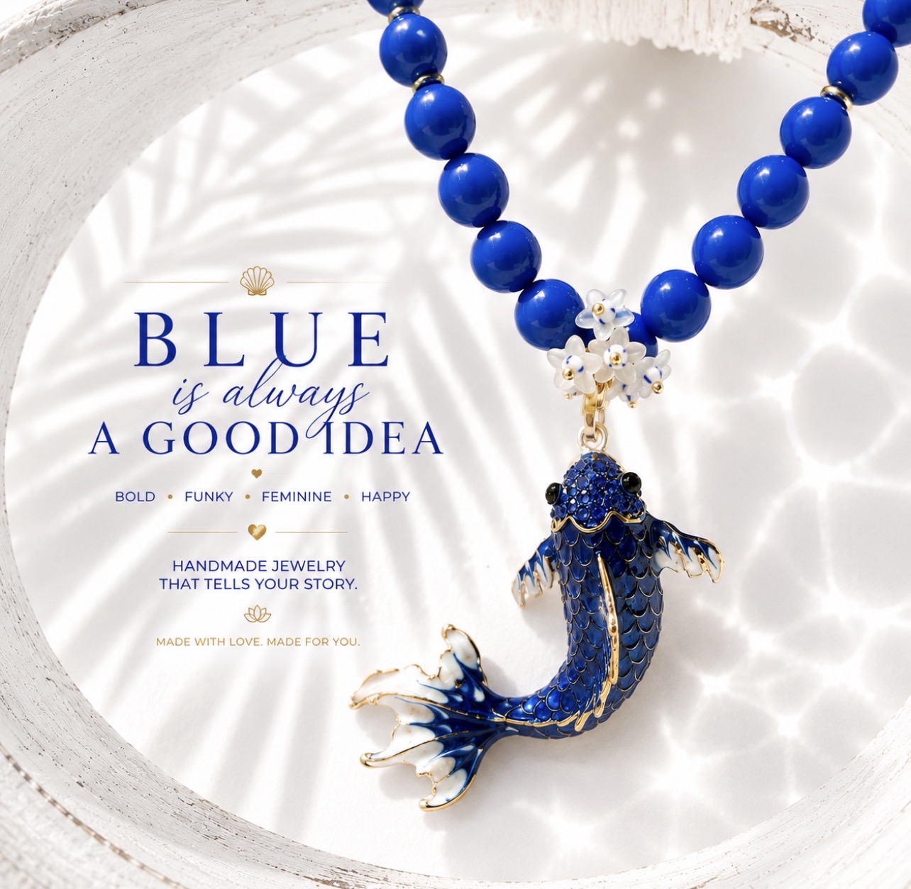 Blaue Fisch-Halskette BE NICE BY BK I Lemon Times