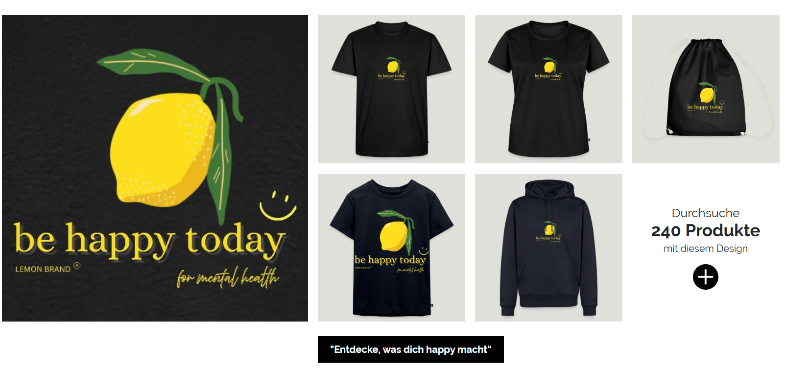 Lemon Brand – be happy today, for mental health: T-Shirts, Hoodie und Beuteltasche | Lemon Times