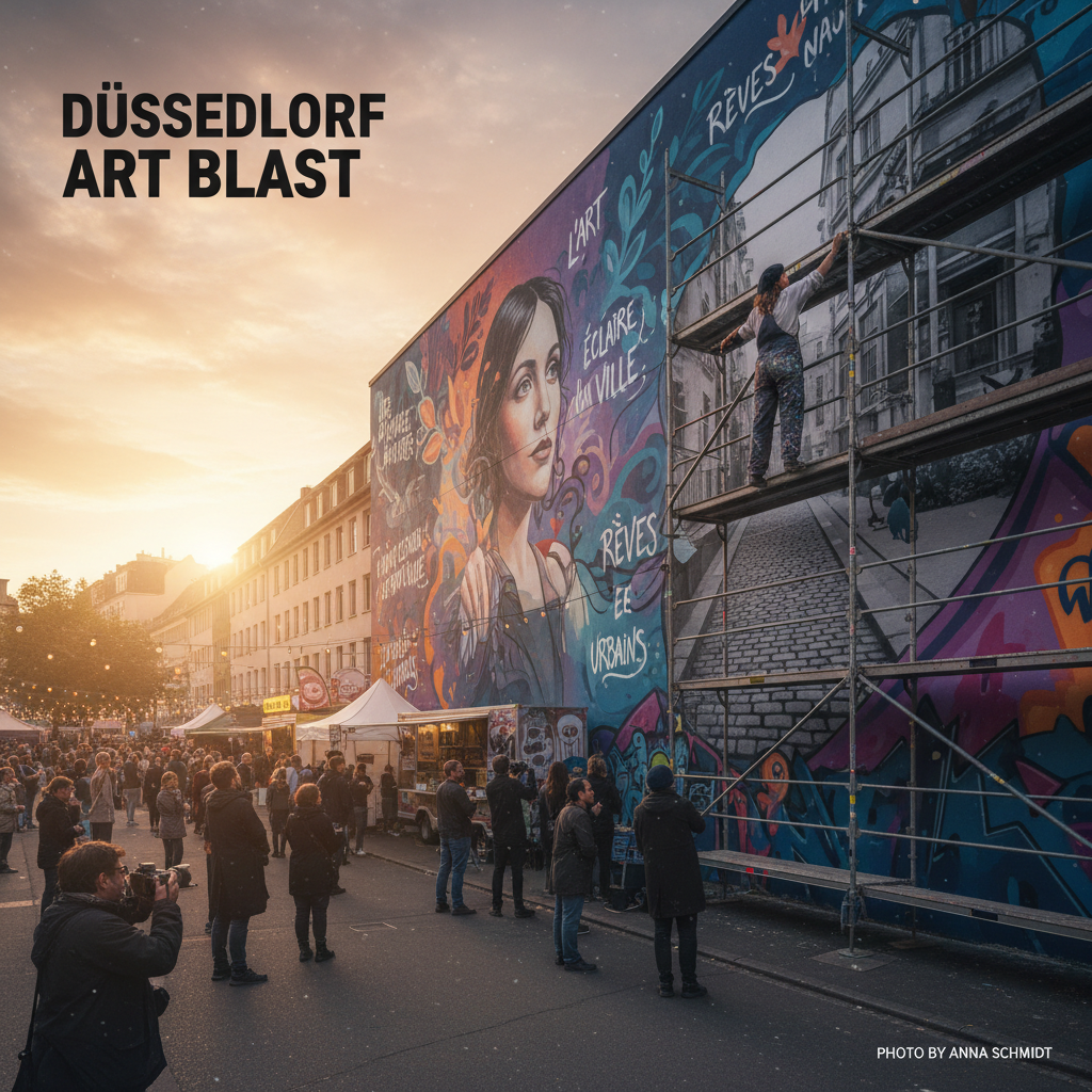 Lemon Times Online Magazin Düsseldorf – W4 Urban Art Festival Düsseldorf 2026: Rouge Hartley gestaltet Fassade am Worringer Platz – urban-art, kunst, düsseldorf, festival, worringer-platz, street-art, w4