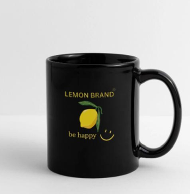 Schwarze Lemon Brand Tasse mit Zitronen-Motiv | Lemon Times Shop