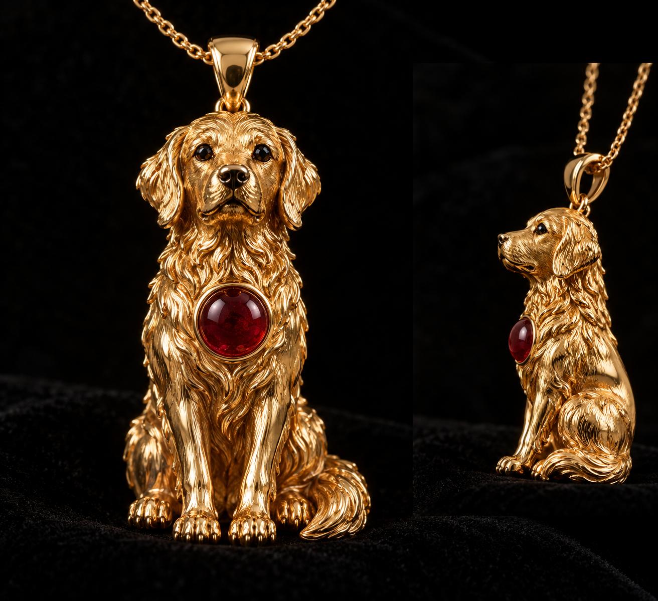 Edelmann & Belschner Golden Retriever Anhänger aus Gold – Liebgewonnene Haustiere forever I Lemon Times