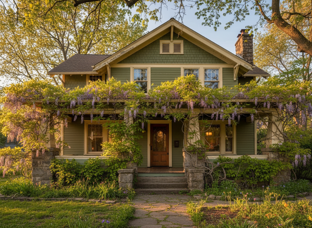 A charming older home with overgrown vines, ready for a new chapter