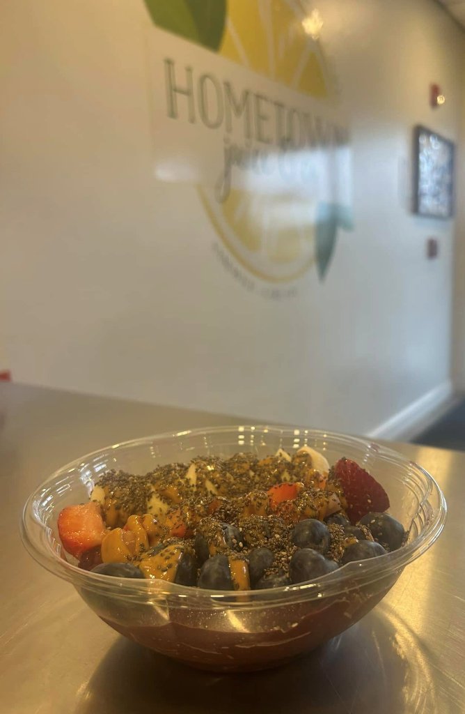Acai bowl with fresh fruit at Hometown Juice & Co. on Cape Cod