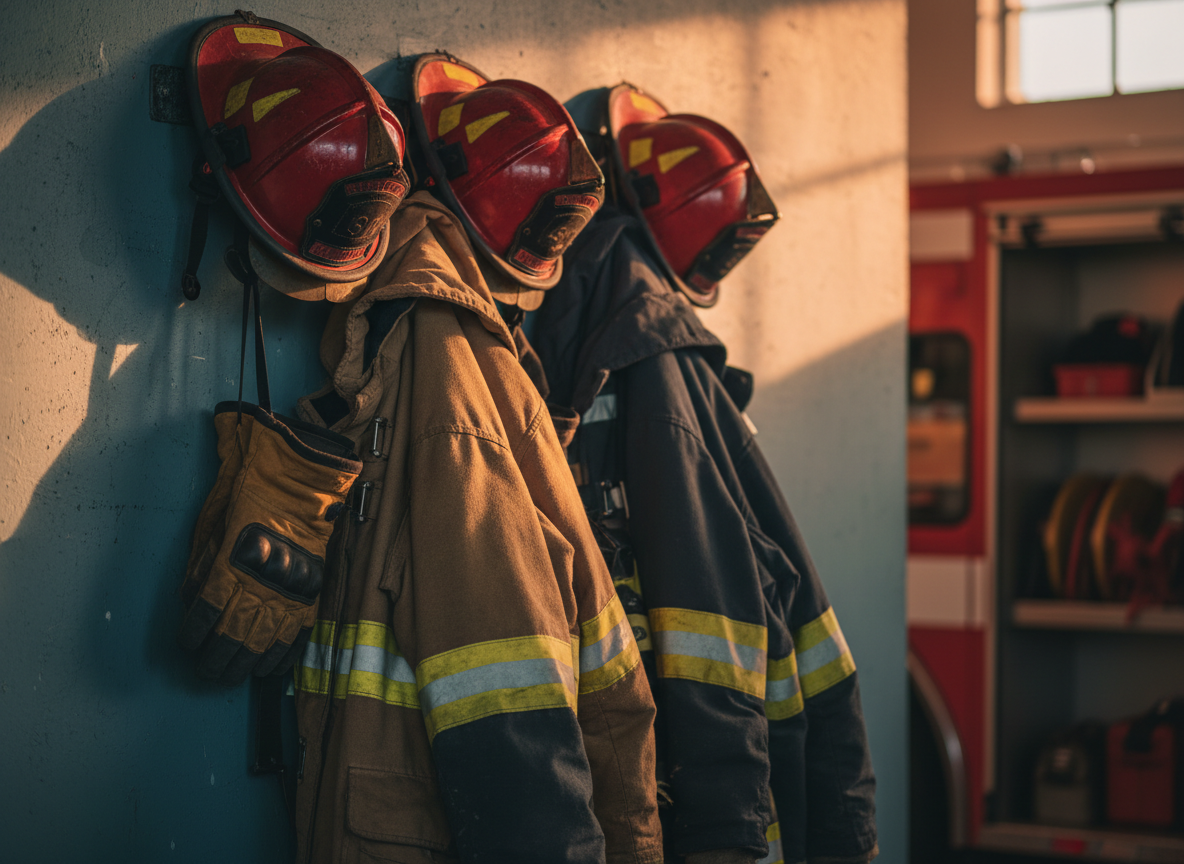 Firefighter gear in station