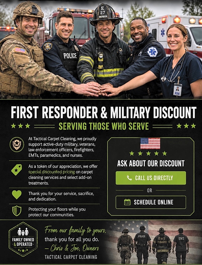 First Responder and Military Discount — Tactical Carpet Cleaning