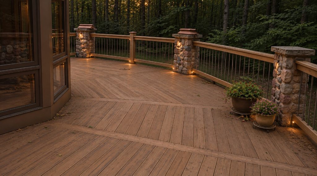 Custom composite deck built by deck builder Akin Brothers Construction in Ankeny, Iowa
