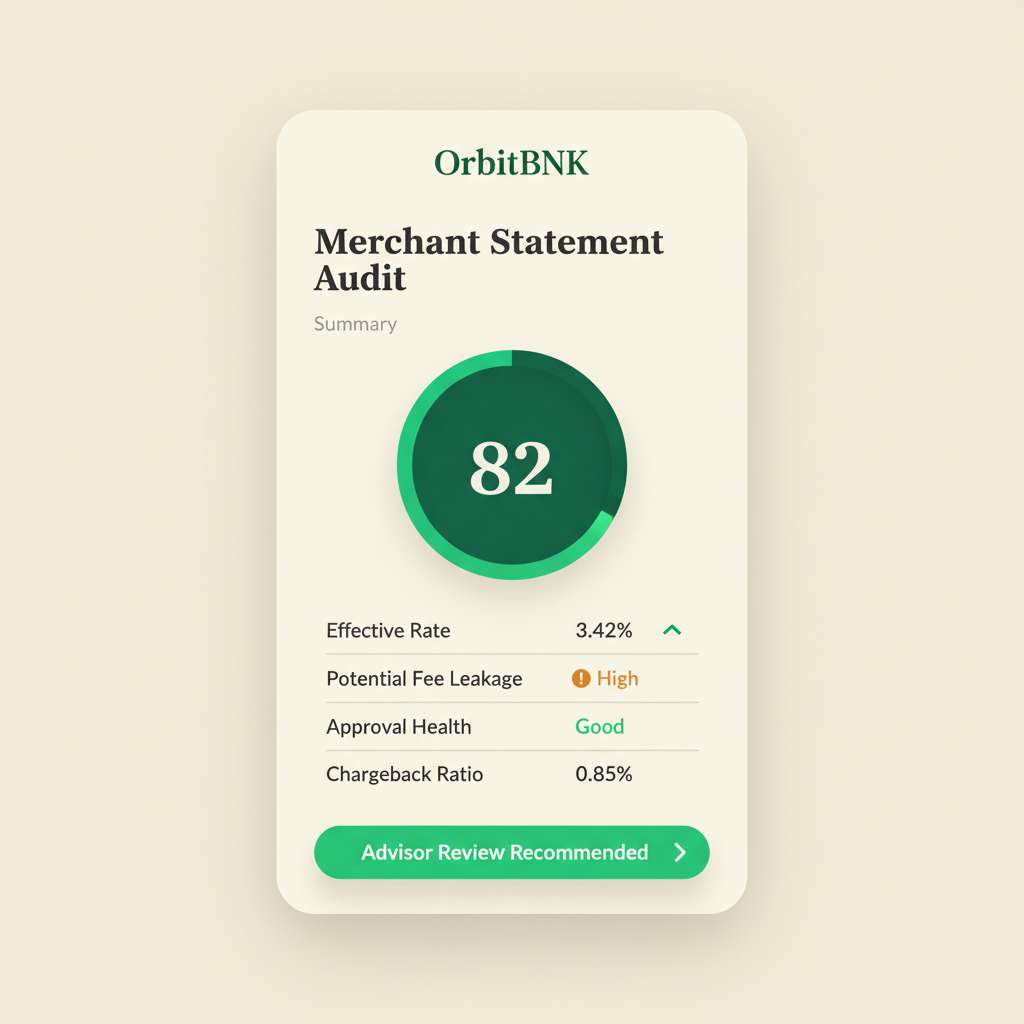 OrbitBNK merchant audit dashboard