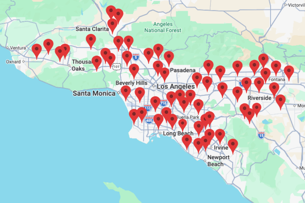 Service area coverage map