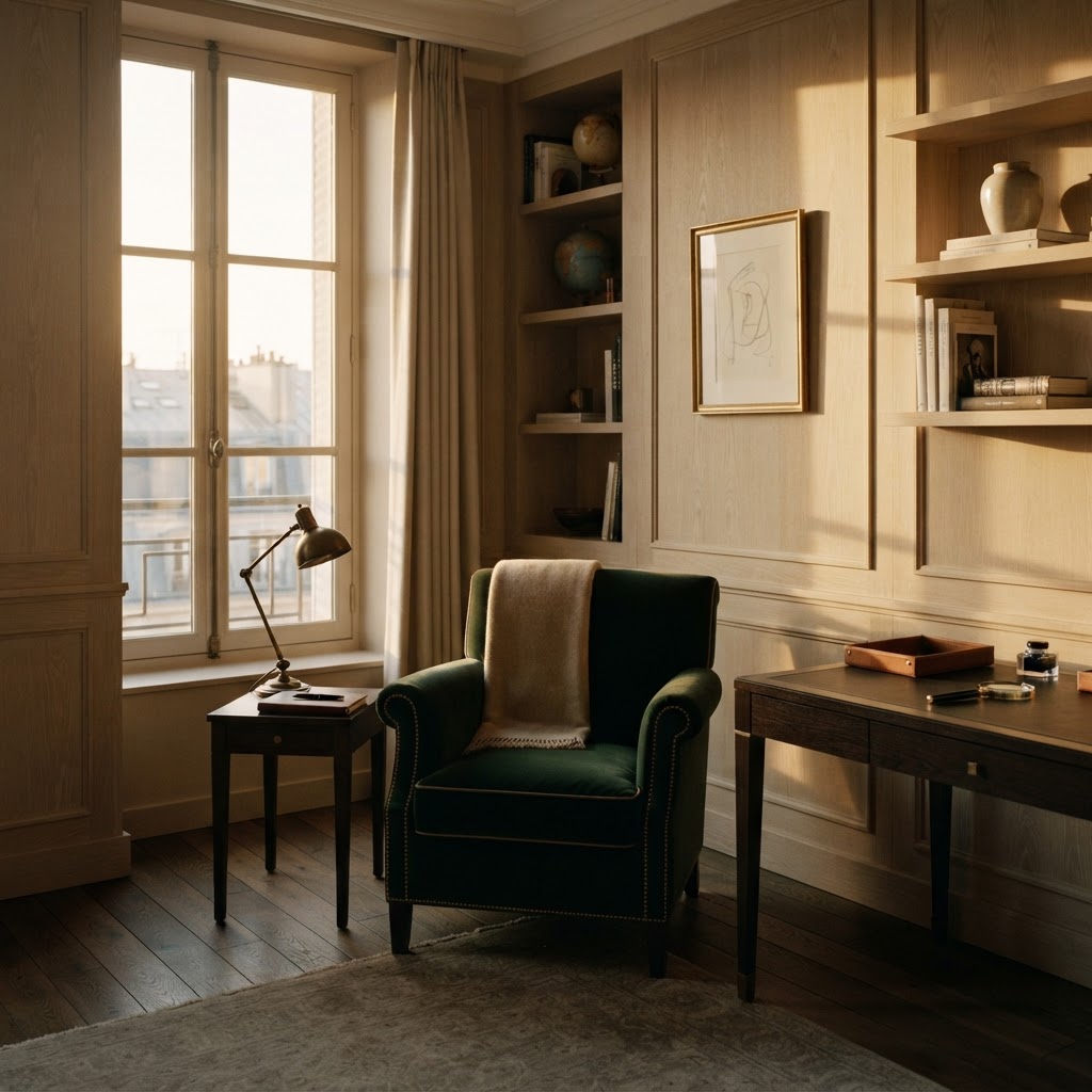 Executive study at dawn — spgFix clarity