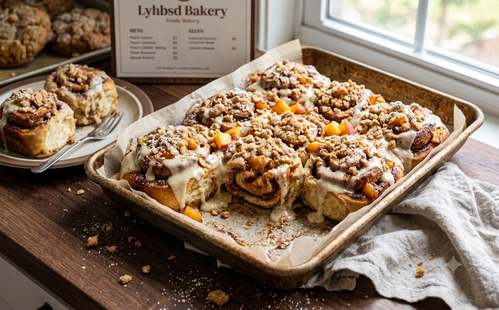 Peach Cobbler Pound Cinnamon Rolls
