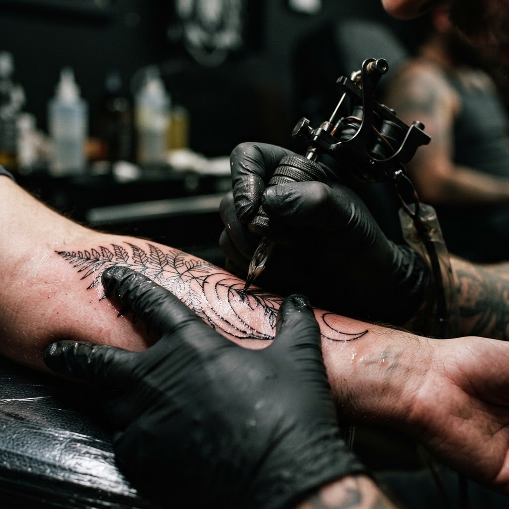 Tattoo artist at work