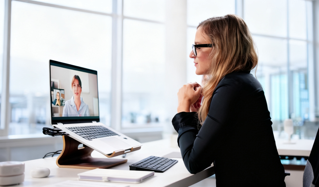 Coaching session held virtually over a video call
