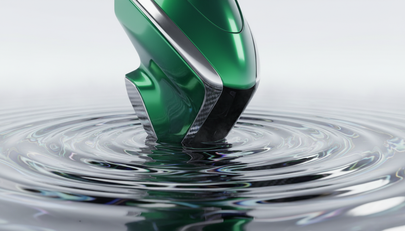 Hydrographic film being applied to a motorcycle fairing through water transfer dipping process
