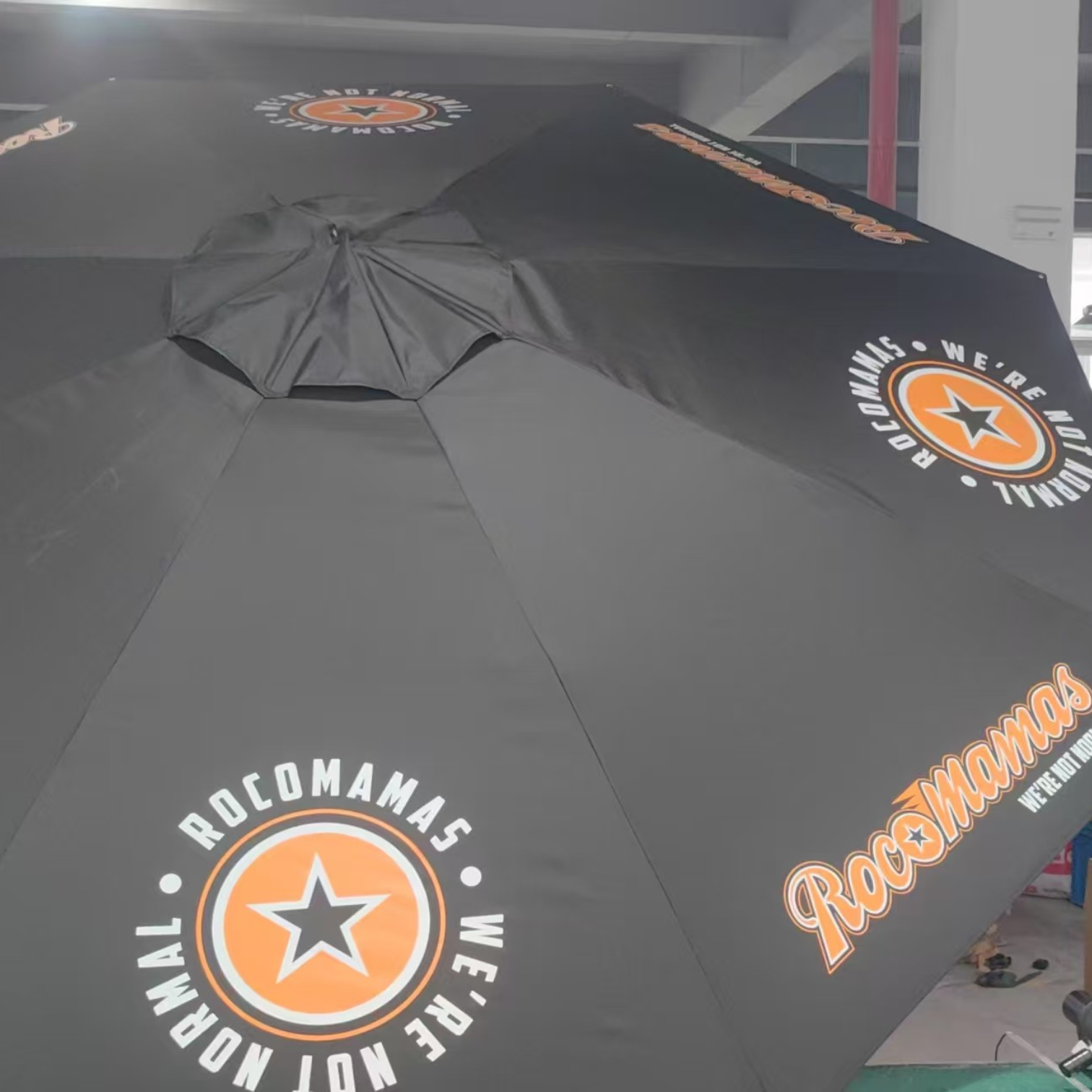 8-Panel Branded Solaris umbrella with ROCOMAMAS branding