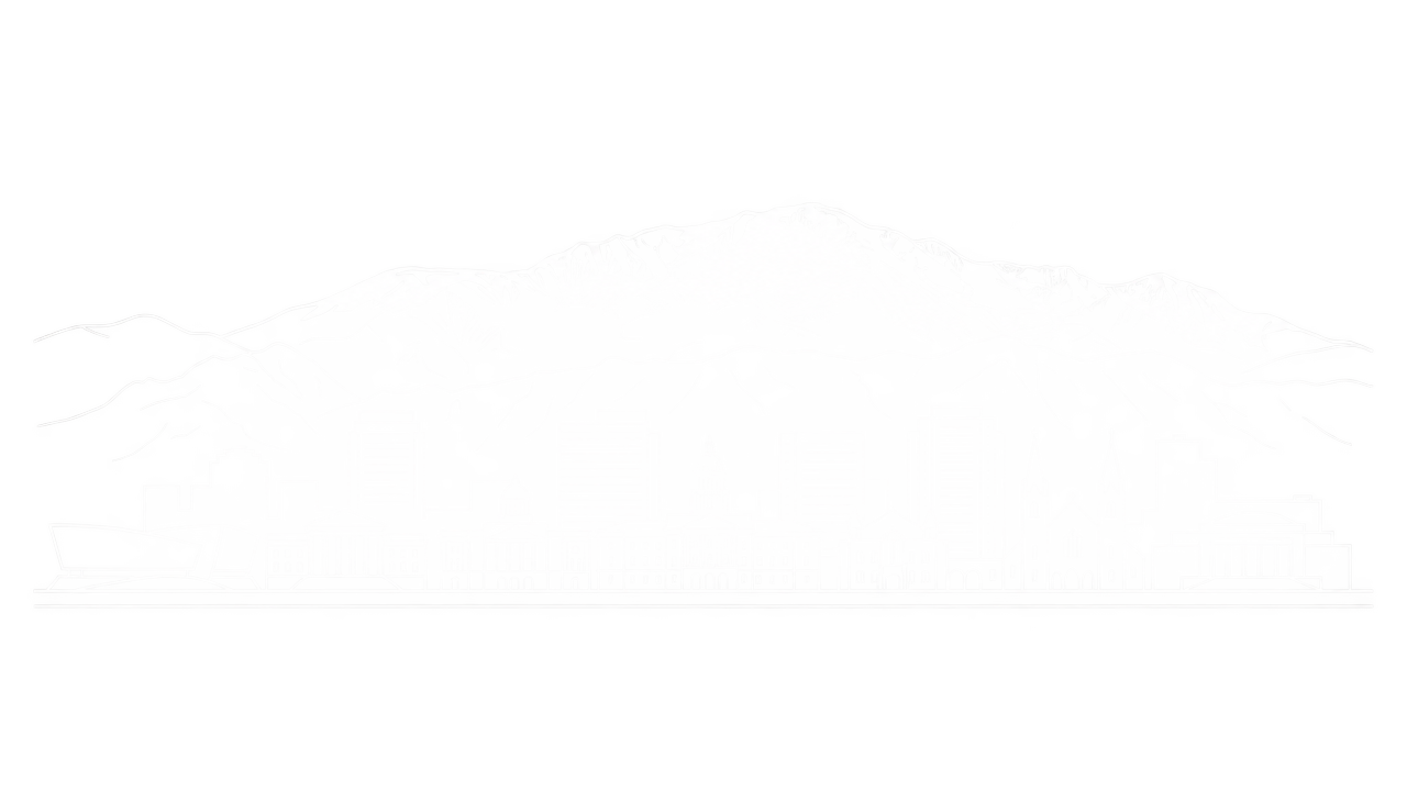 Colorado Springs skyline with Pikes Peak illustration