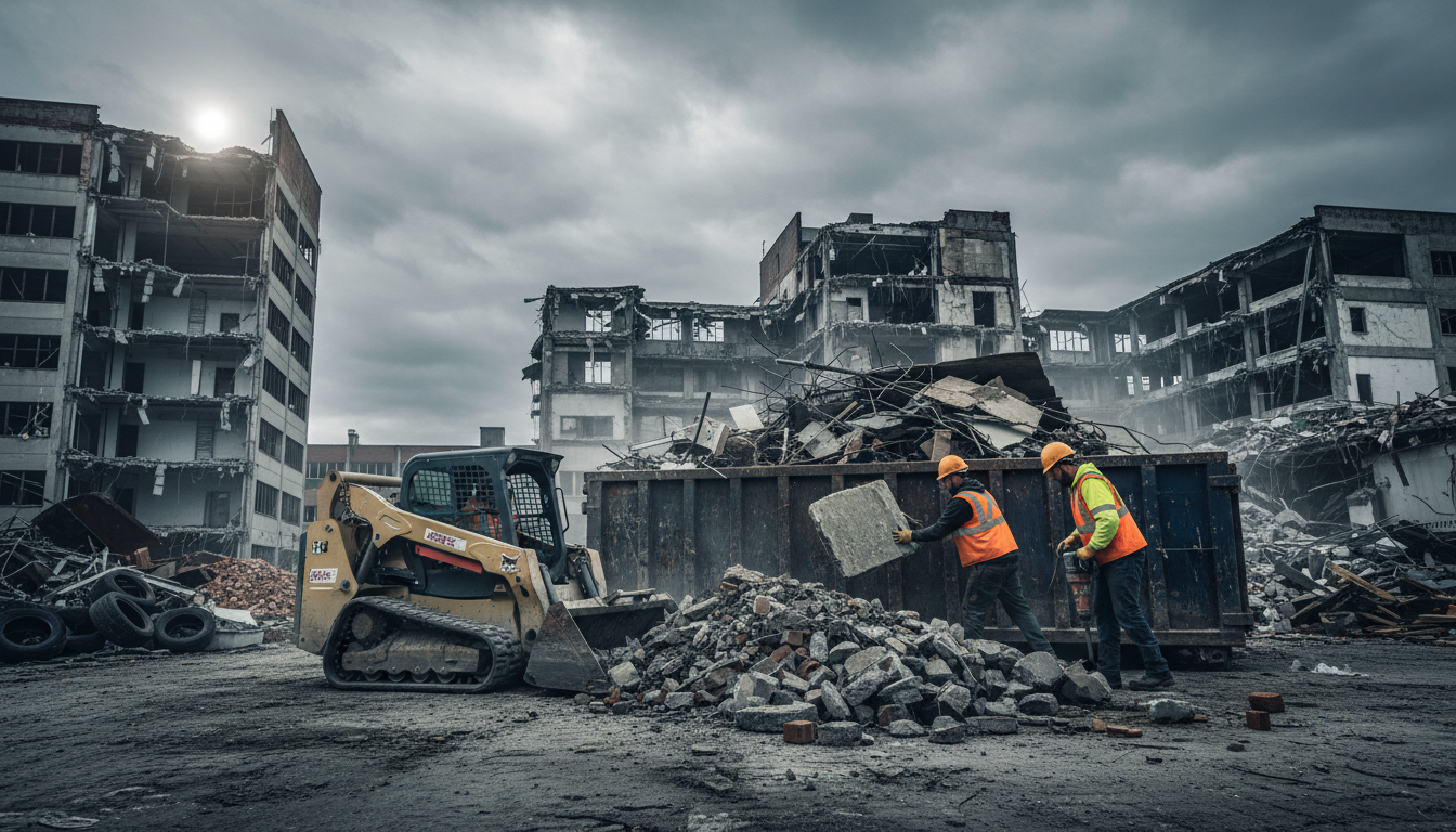 Heavy junk removal and demolition job site