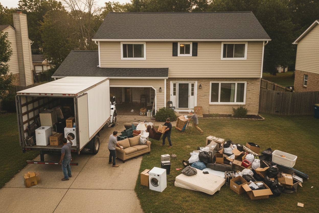 Hoarder house cleanout in progress