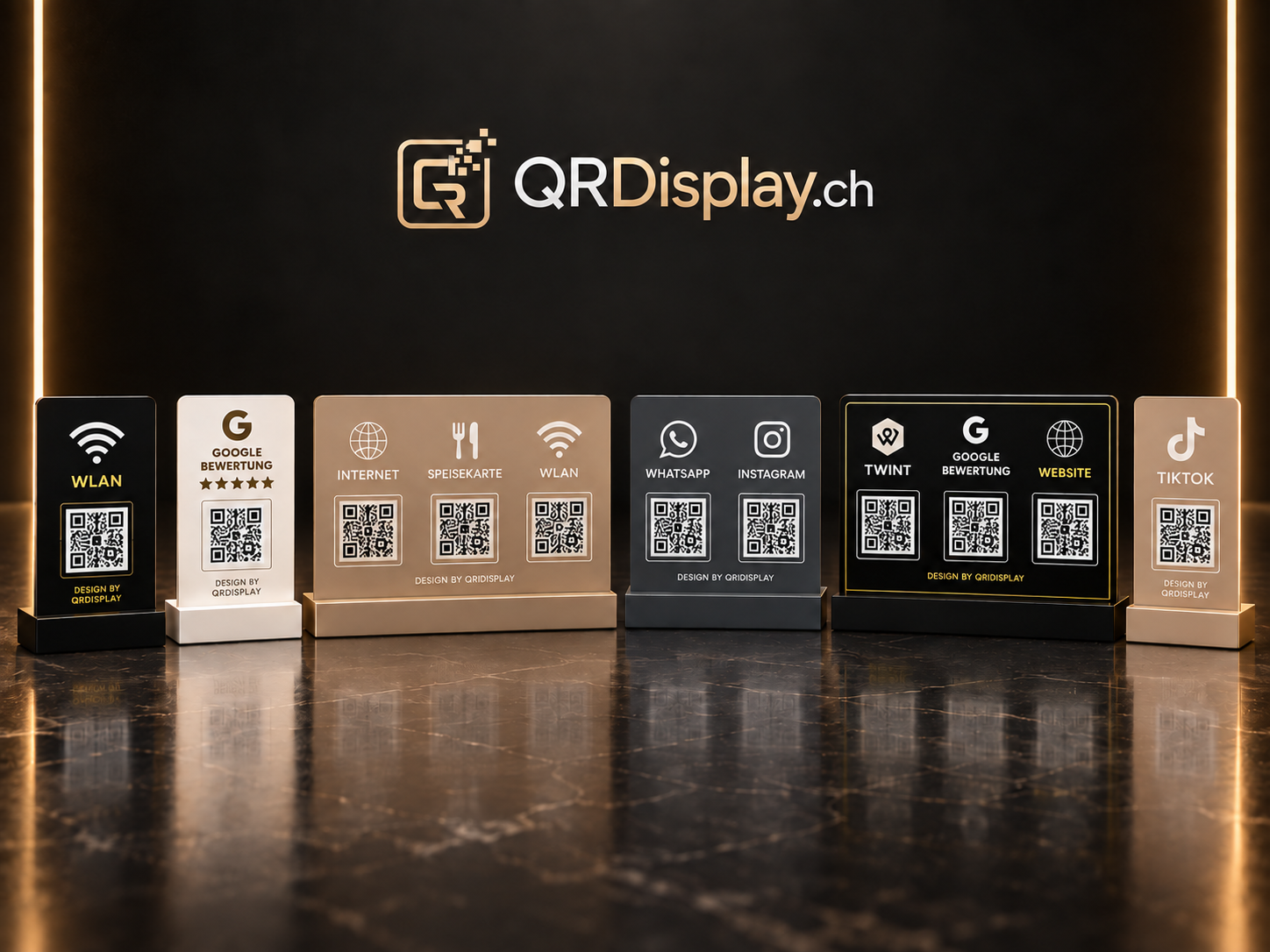 Visualisierung der QRDisplay-Produktfamilien im Vergleich