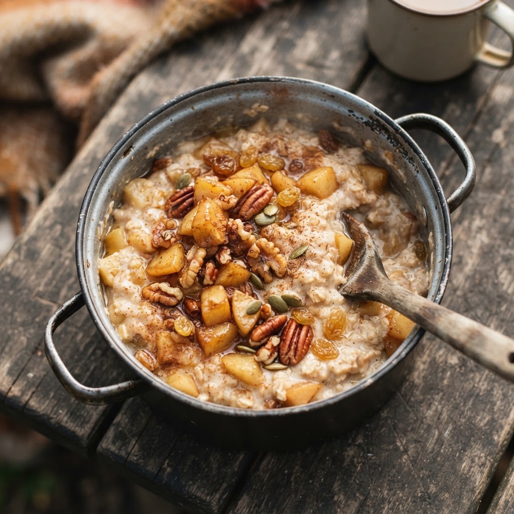 Herbstliches Apfel-Zimt-Porridge aus dem Topf
