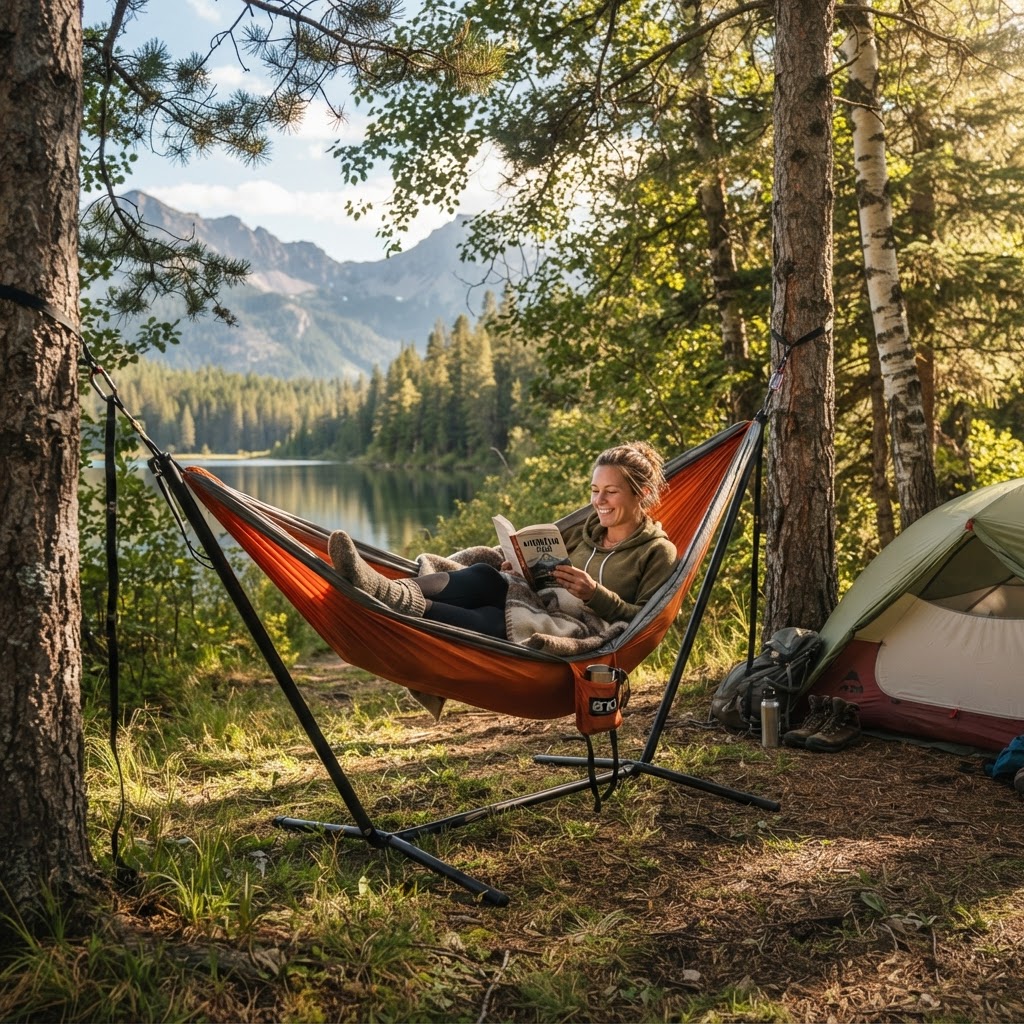 Camping-Hängematte mit Gestell