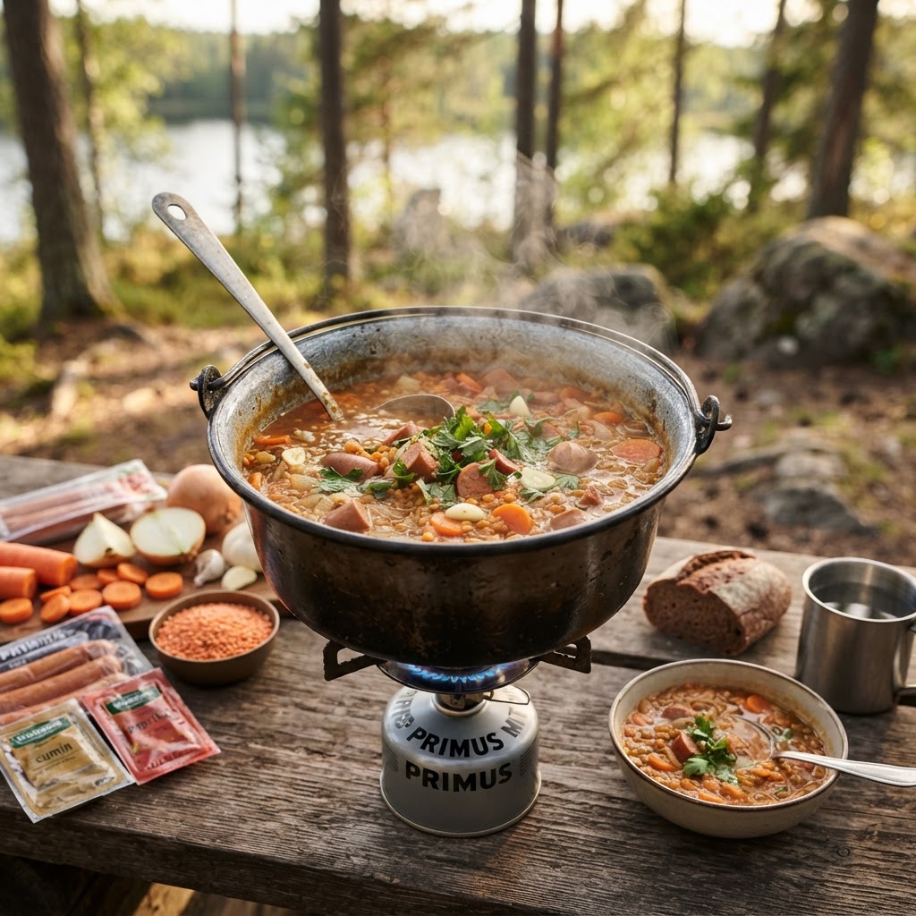 Linsensuppe mit Würstchen