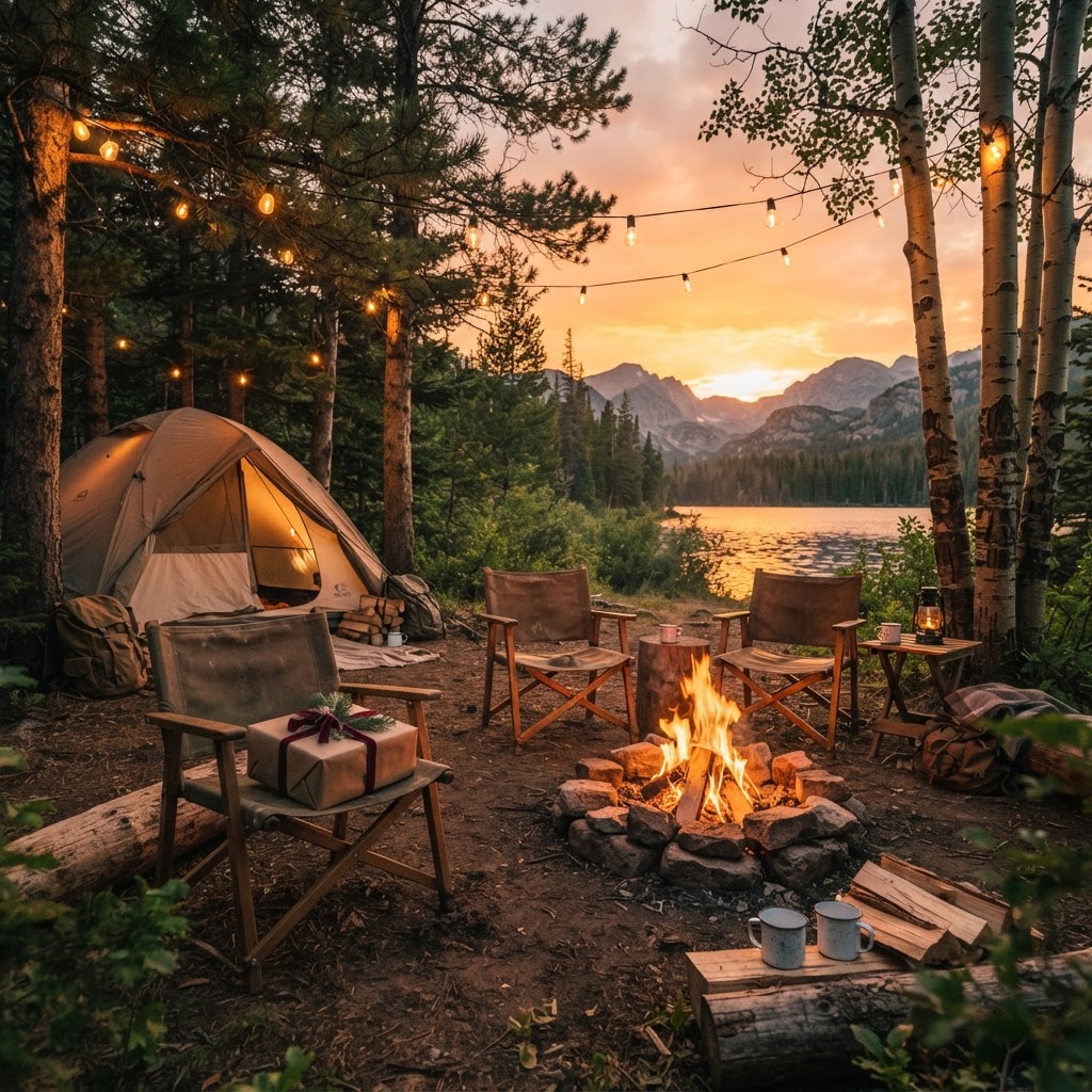 Campsite bei Sonnenuntergang