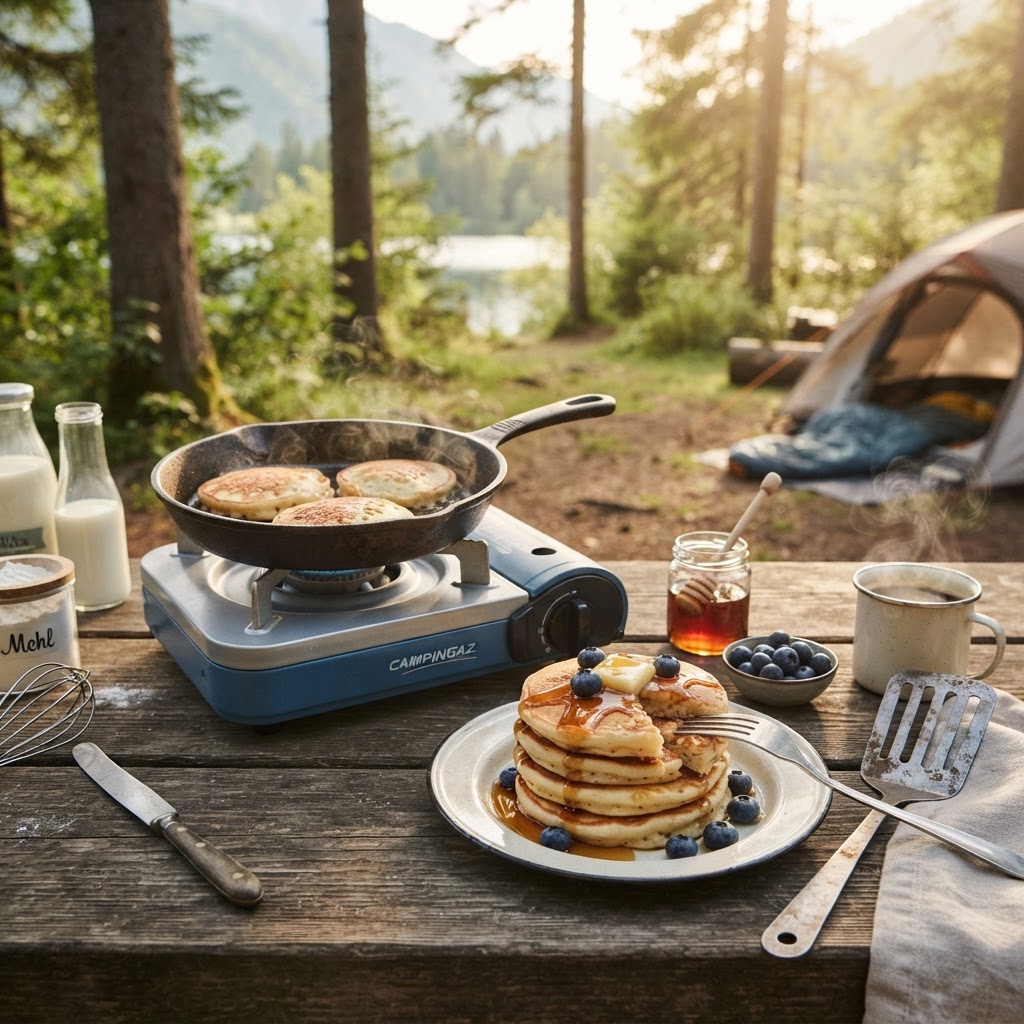 Pancakes auf dem Campingkocher
