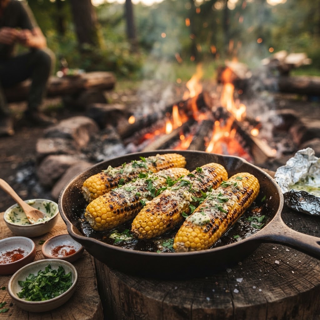 Gegrillter Maiskolben mit Kräuterbutter
