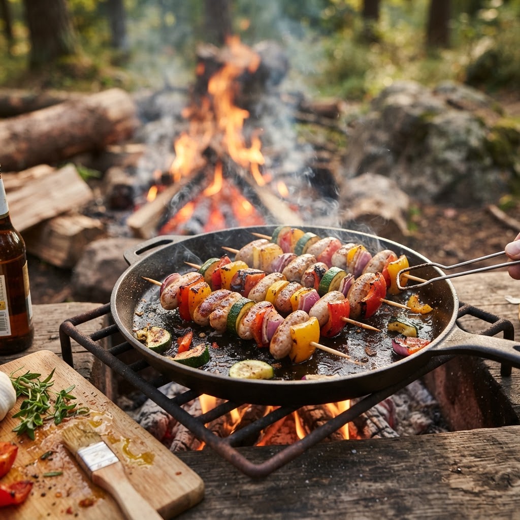 Würstchen-Gemüse-Spieße vom Grill