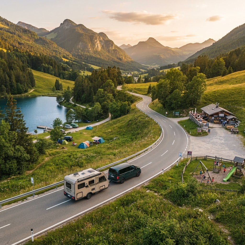 KI-Routenplaner: Scenic family camping route through mountains