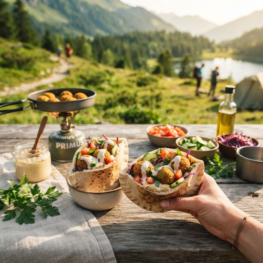 Pita-Taschen mit Falafel und Hummus