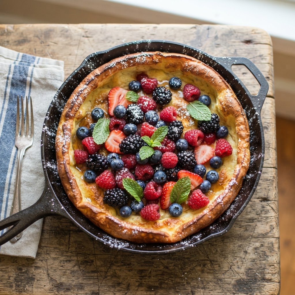 Sommerliche Pfannkuchen-Pfanne mit Beeren