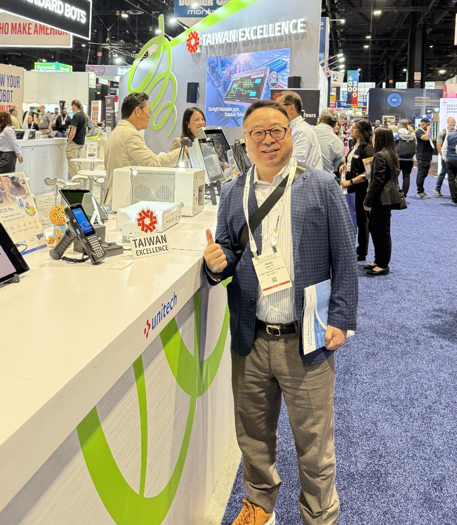 Brian B. Su at Automate 2026, Taiwan Excellence booth, Chicago