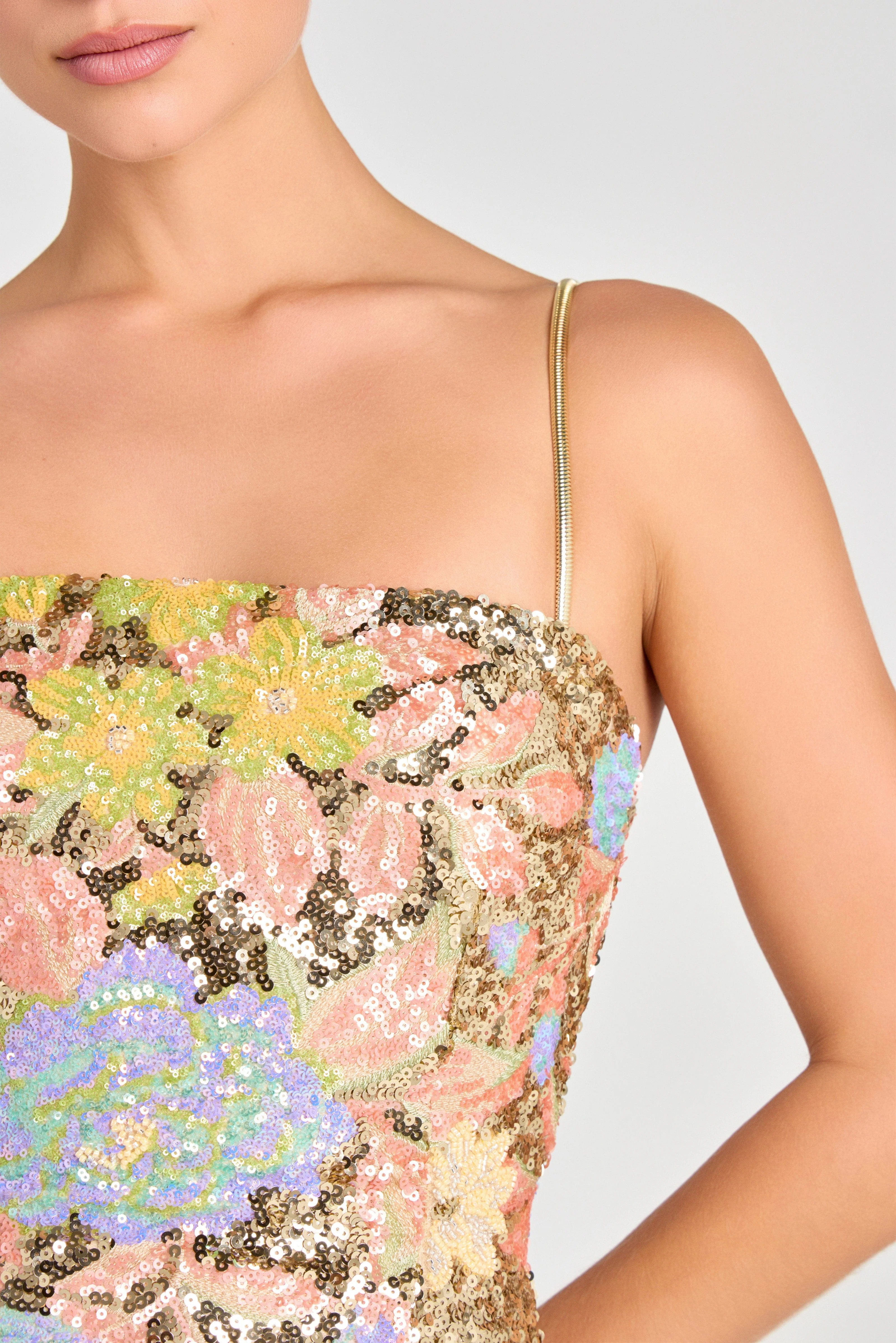 Pastel Floral Sequin Mini Dress — view 3