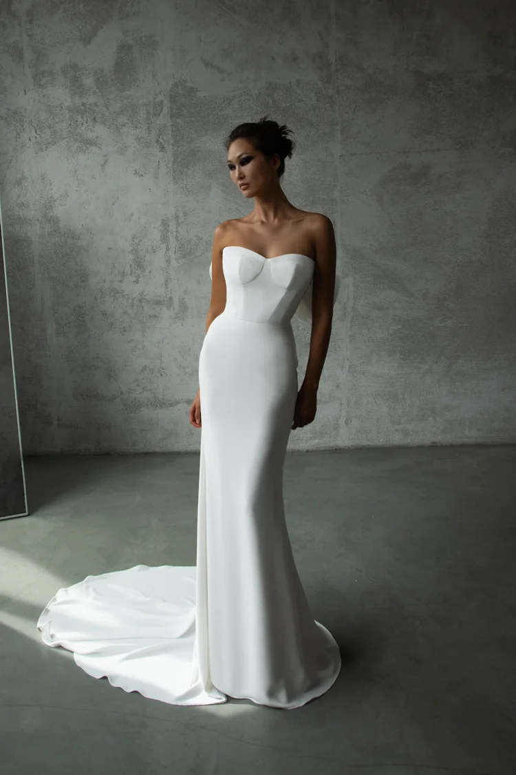 Ivory Bow-Back Mermaid Gown — view 2