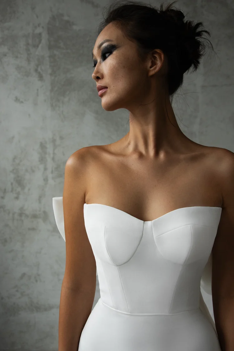 Ivory Bow-Back Mermaid Gown — view 3