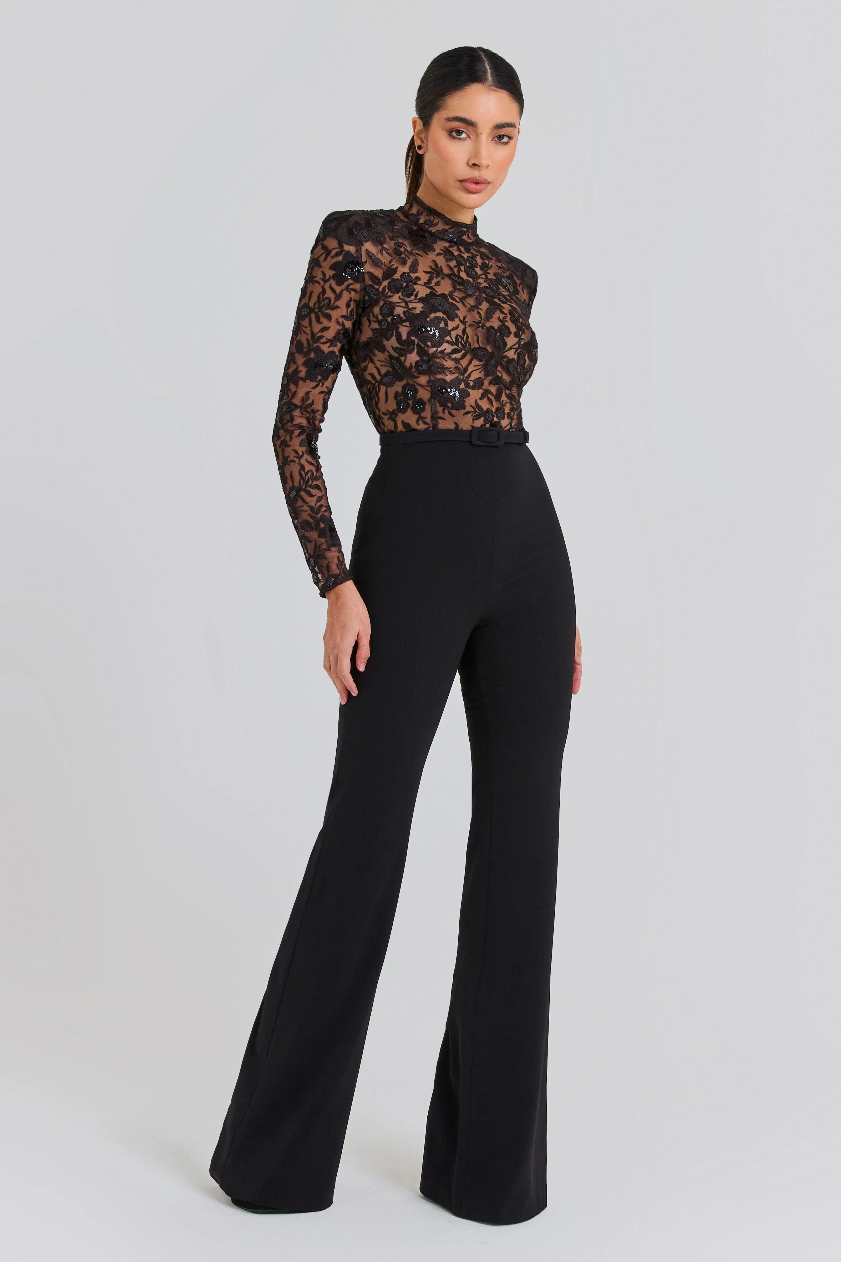 Black Floral Lace Jumpsuit — view 3