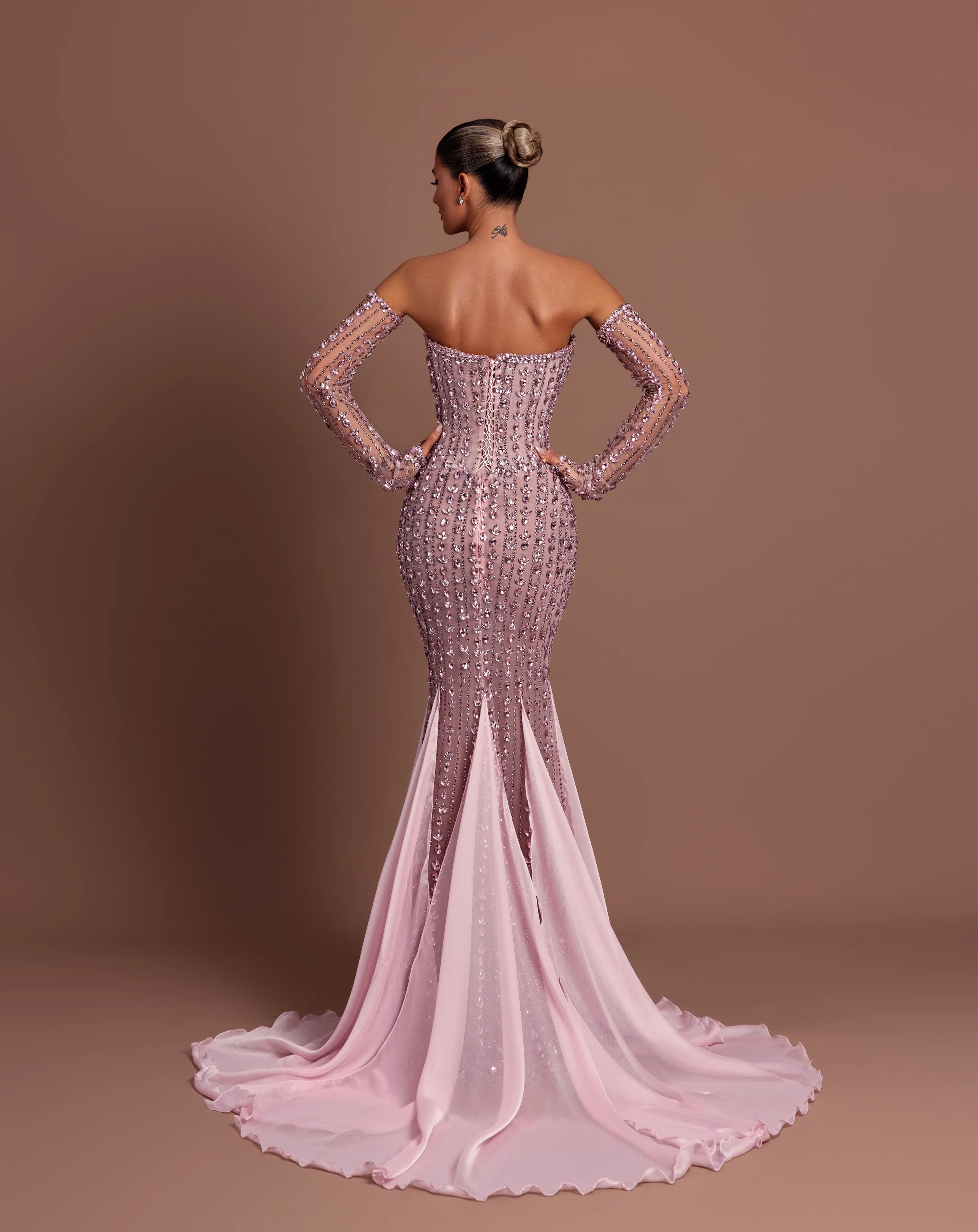 Rose Crystal Mermaid Gown with Gloves II — view 2