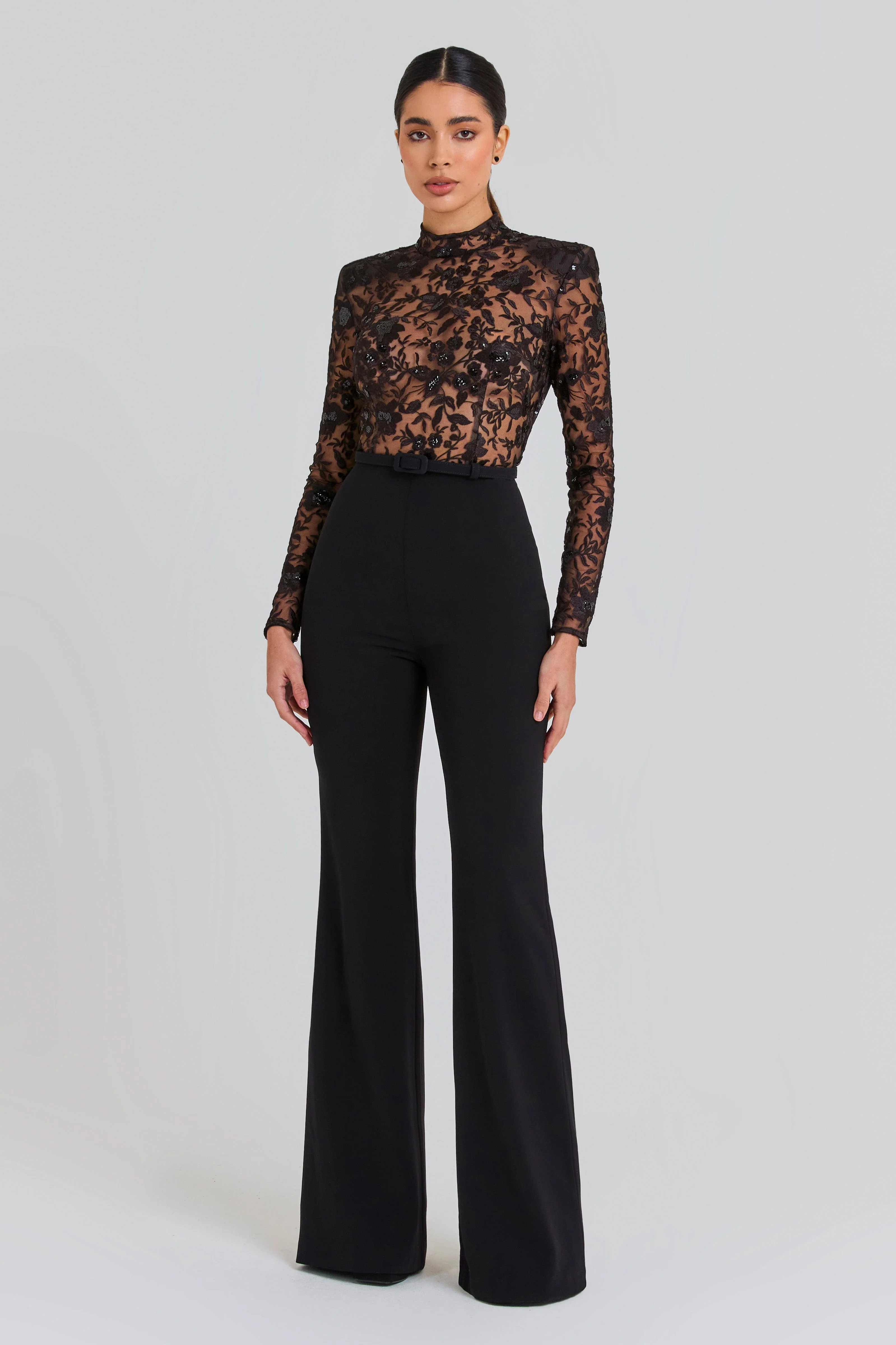 Black Floral Lace Jumpsuit — view 2