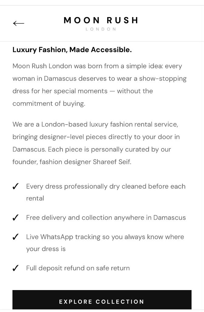 MOONRUSH Damascus showroom