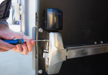 Commercial door hardware panic bar repair