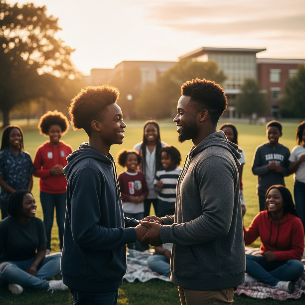 Foster youth and mentors sharing a warm moment together
