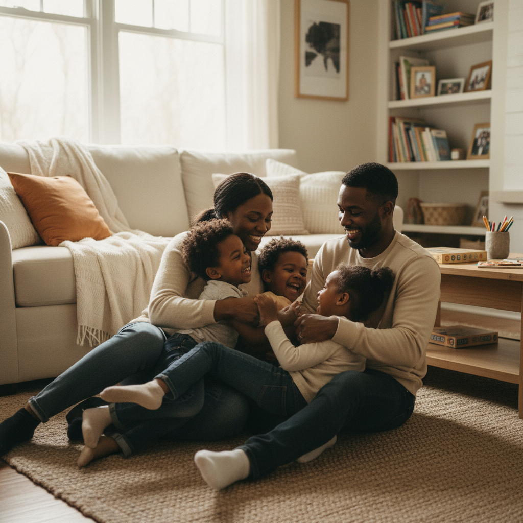 A foster family sharing warmth and love together
