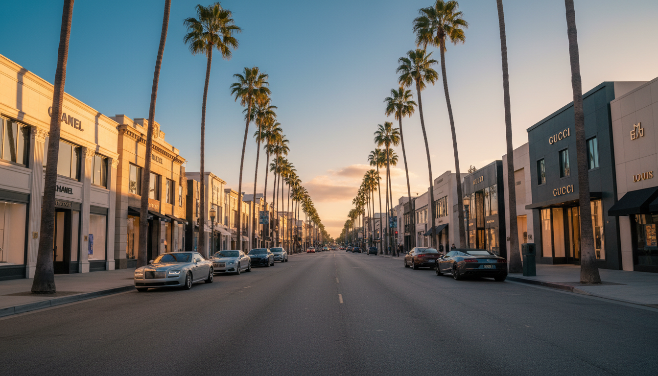 Beverly Hills Rodeo Drive at golden hour