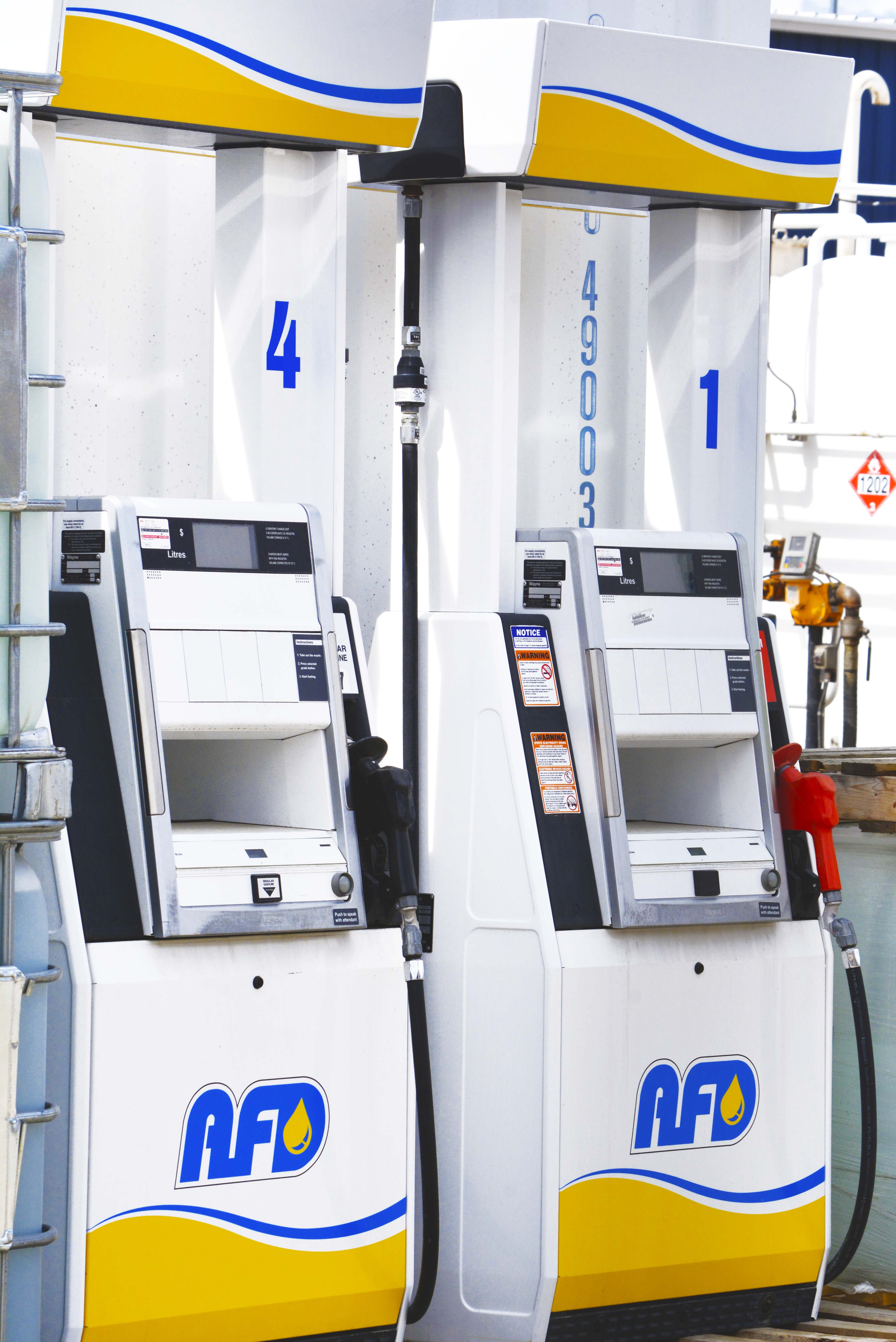 Two AFD Petroleum fuel pumps at the Kelowna cardlock facility