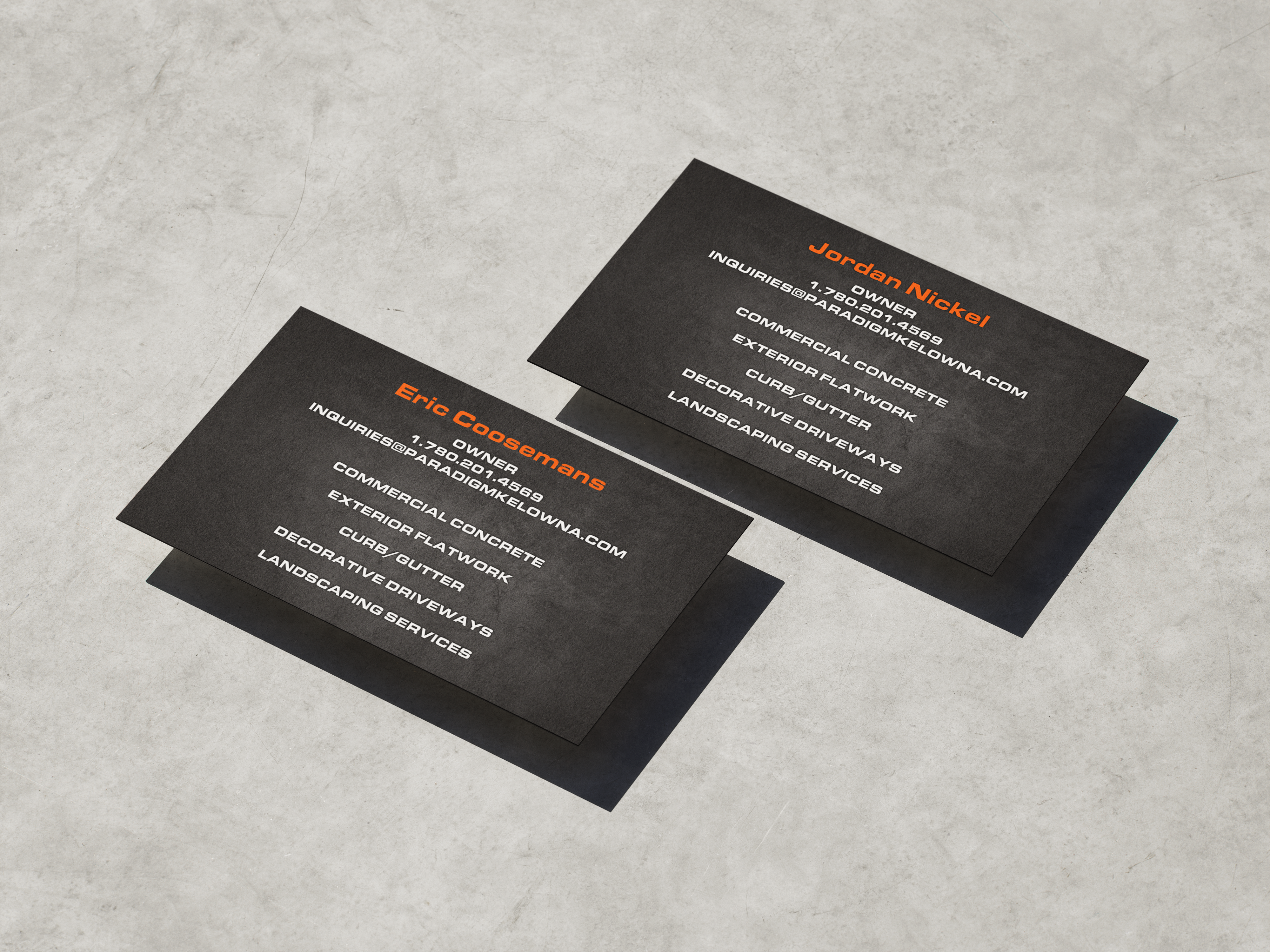 Paradigm Concrete business card   back