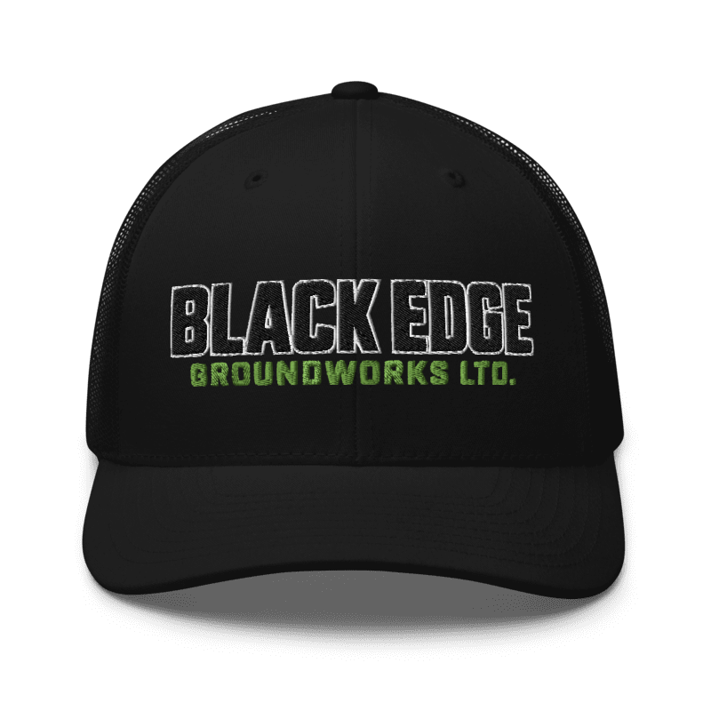 Black Edge Groundworks embroidered hat, straight-on front view