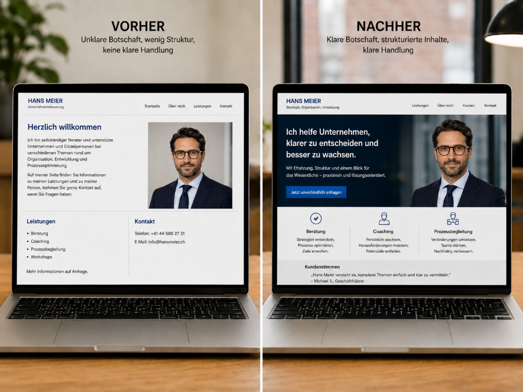 Vorher / Nachher – Website Vergleich