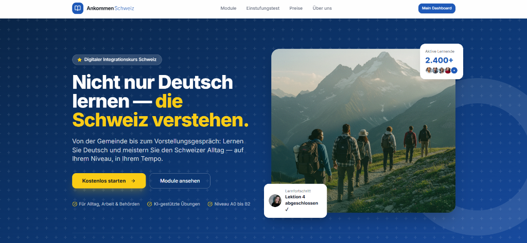 Digitaler Integrationskurs – Landing Page Beispiel